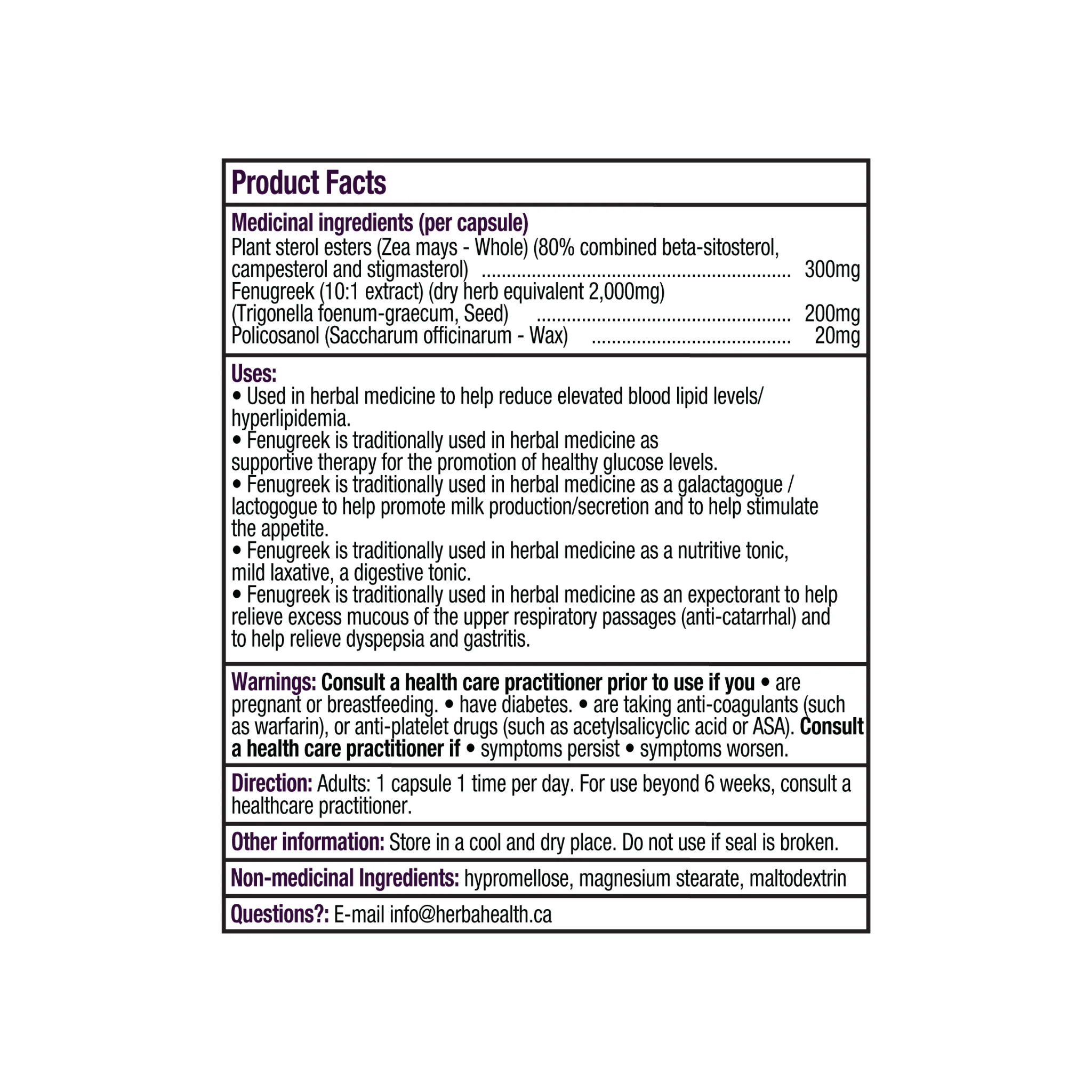 Policosanol 20mg with Fenugreek and Plant Sterol Esters - 120 Vegetable Capsules - Image 3